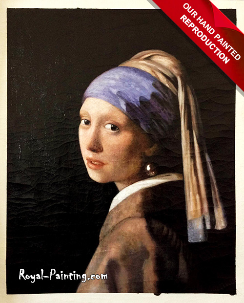 Hand painted painting of Vermeer : Portraits,Cracked Painting